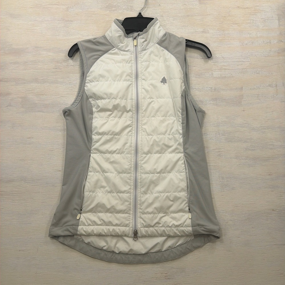 Zero Restriction Vest Primaloft Quilted Golf Full Zip Grey White Womens S